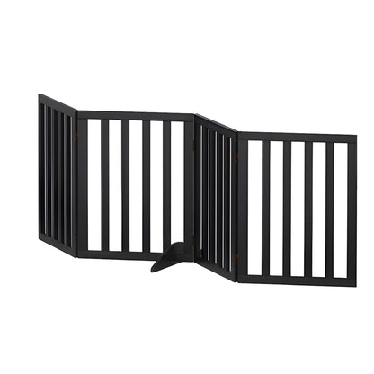 i.Pet Dog Gate Playpen Enclosure 4 Panels Pet Door Fence Wooden Play Pen Stair