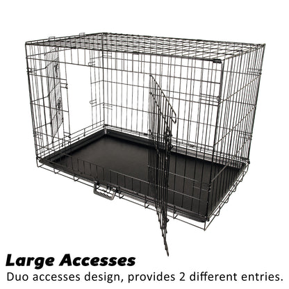 Wire Dog Cage Crate 30in with Tray + Cushion Mat + BLUE Cover Combo