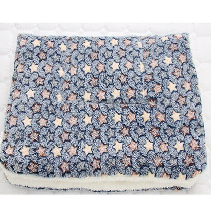 L Size Puppy Dog Cat Cushion Mattress Blanket Bed Soft Warm Pad Winter Kennel House - Blue Whitestar