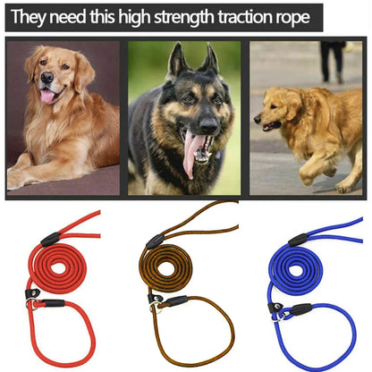 Dog Training Correction Leash Lead Cesar Puppy Pets Millan Slip Nylon Rope 10*140mm - Black