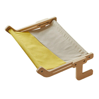 Window Hanging Cat Hammock Solid Wood Sun Bed Nest for All Seasons Durable - Grey+Orange