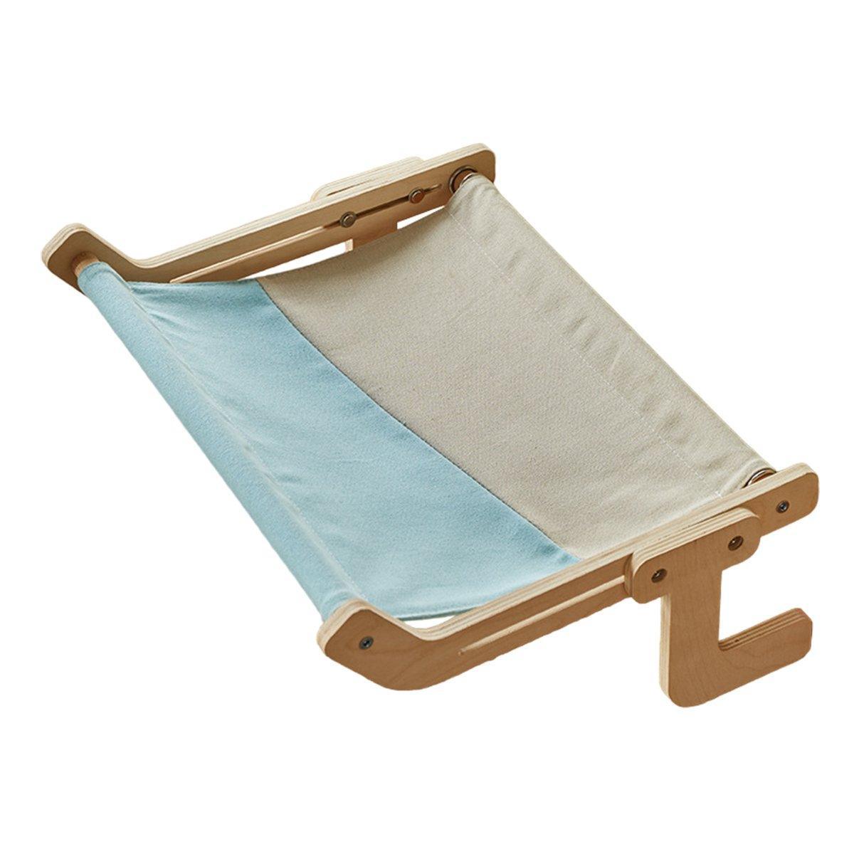Window Hanging Cat Hammock Solid Wood Sun Bed Nest for All Seasons Durable - Grey+Orange