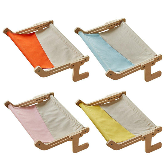 Window Hanging Cat Hammock Solid Wood Sun Bed Nest for All Seasons Durable - Grey+Yellow