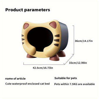 Semi Closed Cat Nest Soft Cozy Pet Bed for Cats Small Animals Indoor Sleeping - Blue