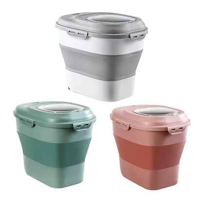 Large Capacity Pet Food Storage Box Foldable Design with Seal Lid - Green