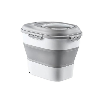 Large Capacity Pet Food Storage Box Foldable Design with Seal Lid - Grey