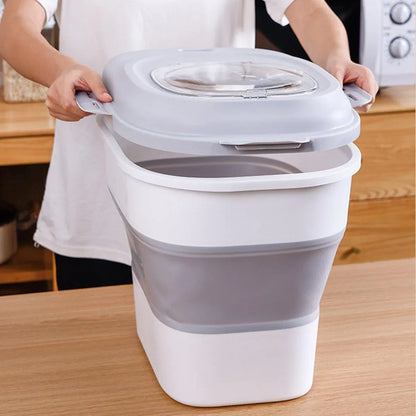 Large Capacity Pet Food Storage Box Foldable Design with Seal Lid - Pink