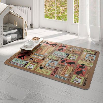 Waterproof Pet Floor Mat Carpet For Dog Cage Feeding Area Anti Slip Washable - Dog-White