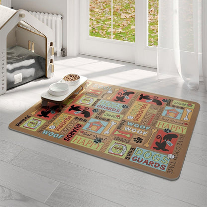 Waterproof Pet Floor Mat Carpet For Dog Cage Feeding Area Anti Slip Washable - Cat-White