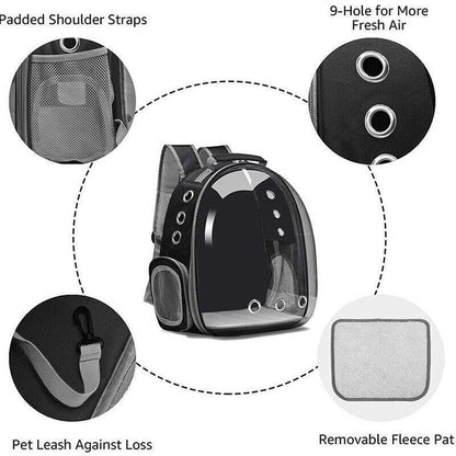 Pet Outdoor Carrier Backpack Cat Dog Puppy Travel Space Capsule Shoulder Bag - Pink