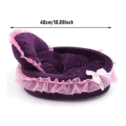 Princess Pet Kennel Soft Comfortable Cat and Dog Bed House for Small Pets - Grey