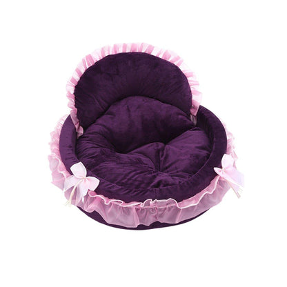 Princess Pet Kennel Soft Comfortable Cat and Dog Bed House for Small Pets - Grey