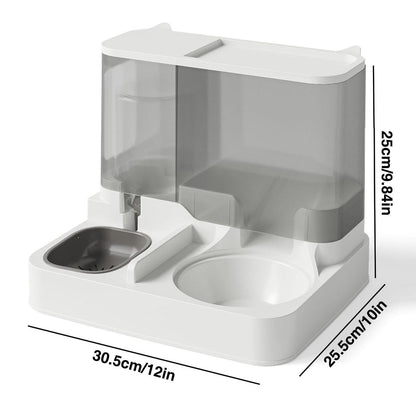 Automatic Cat Feeder Water Dispenser All in One Plastic Bowl for Cats and Dogs - Grey