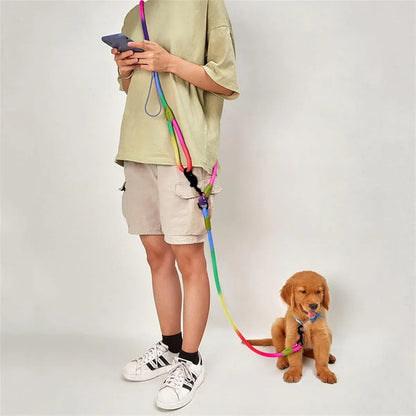 Adjustable Diagonal Dog Walking Leash Hands Free Crossbody Pet Lead Dogs - Khaki