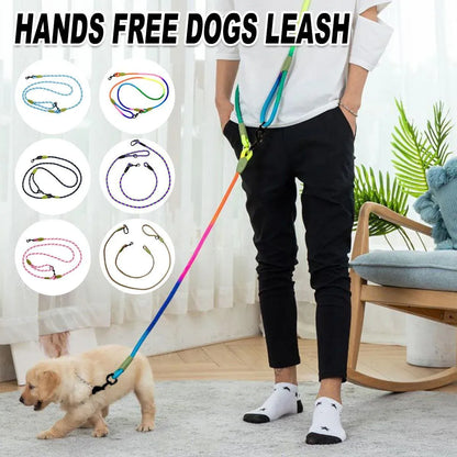 Adjustable Diagonal Dog Walking Leash Hands Free Crossbody Pet Lead Dogs - Purple