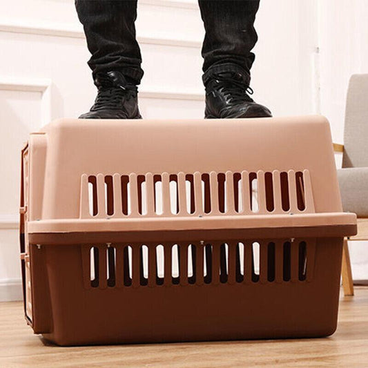 Portable Pet Travel Carrier Crate for Dog Cat Rabbit Ventilated Transport Box - Blue