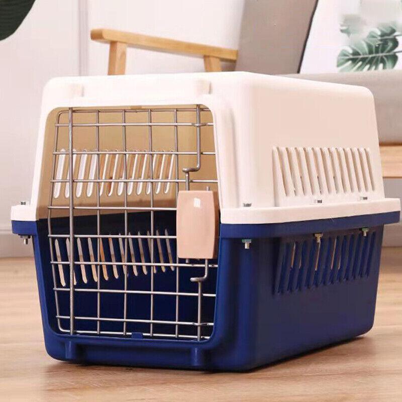 Portable Pet Travel Carrier Crate for Dog Cat Rabbit Ventilated Transport Box - Brown