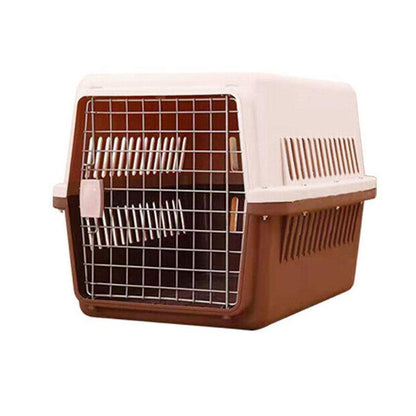 Portable Pet Travel Carrier Crate for Dog Cat Rabbit Ventilated Transport Box - Brown