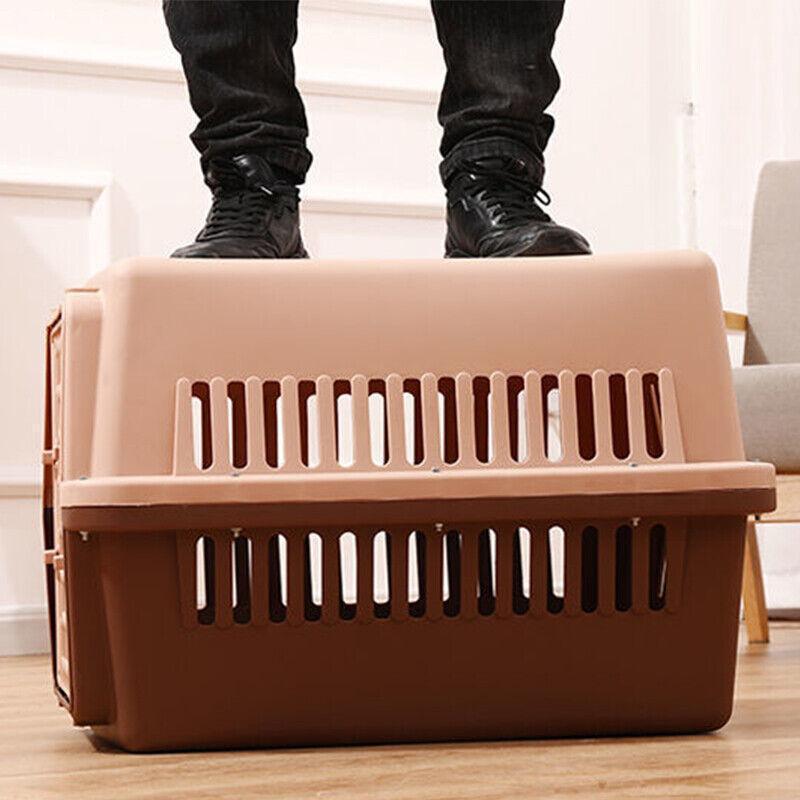 Portable Pet Travel Carrier Crate for Dog Cat Rabbit Ventilated Transport Box - Orange