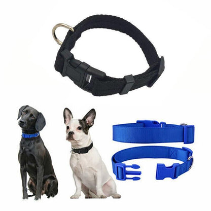 L Size Dog Puppy Pet Collar Adjustable Nylon Toy Large Pink Blue Red Black - Black