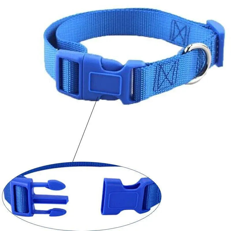 L Size Dog Puppy Pet Collar Adjustable Nylon Toy Large Pink Blue Red Black - Grey