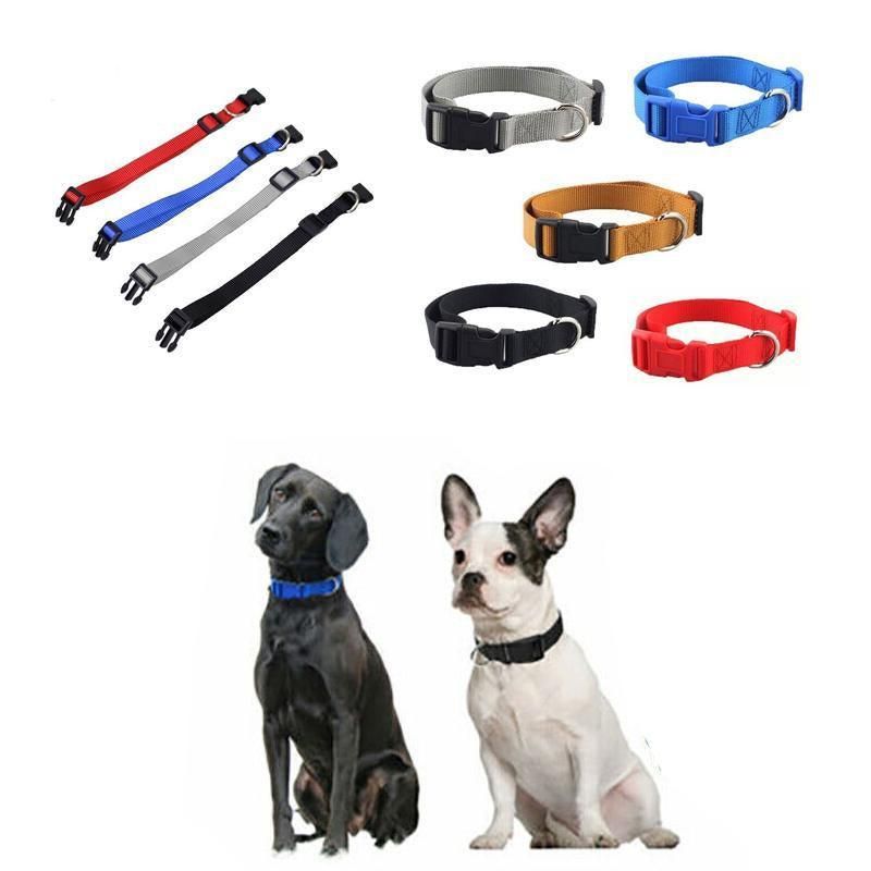 L Size Dog Puppy Pet Collar Adjustable Nylon Toy Large Pink Blue Red Black - Red