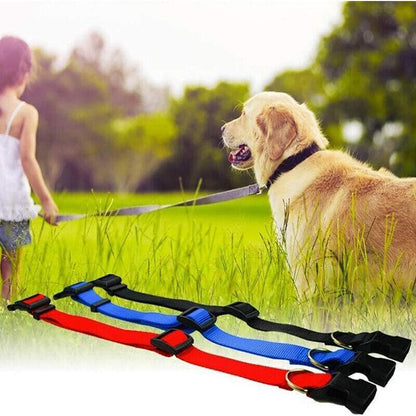 L Size Dog Puppy Pet Collar Adjustable Nylon Toy Large Pink Blue Red Black - Red