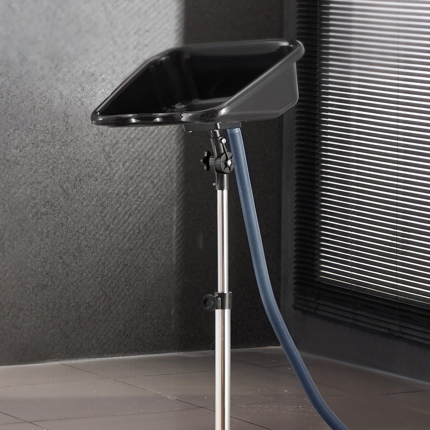 Portable Shampoo Bowl, Shampoo Sink with Adjustable Height & Angle, Salon Hair Wash Sink with Drain Hose and Star-Shaped Support Base for Barbershop Beauty Spa Center Home Use
